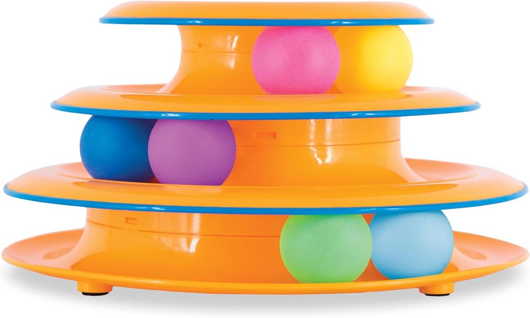 Catstages Tower of Tracks Cat Toy  3-Level Track Tower with 6 Balls, Interactive Cat Toy for Indoor Enrichment