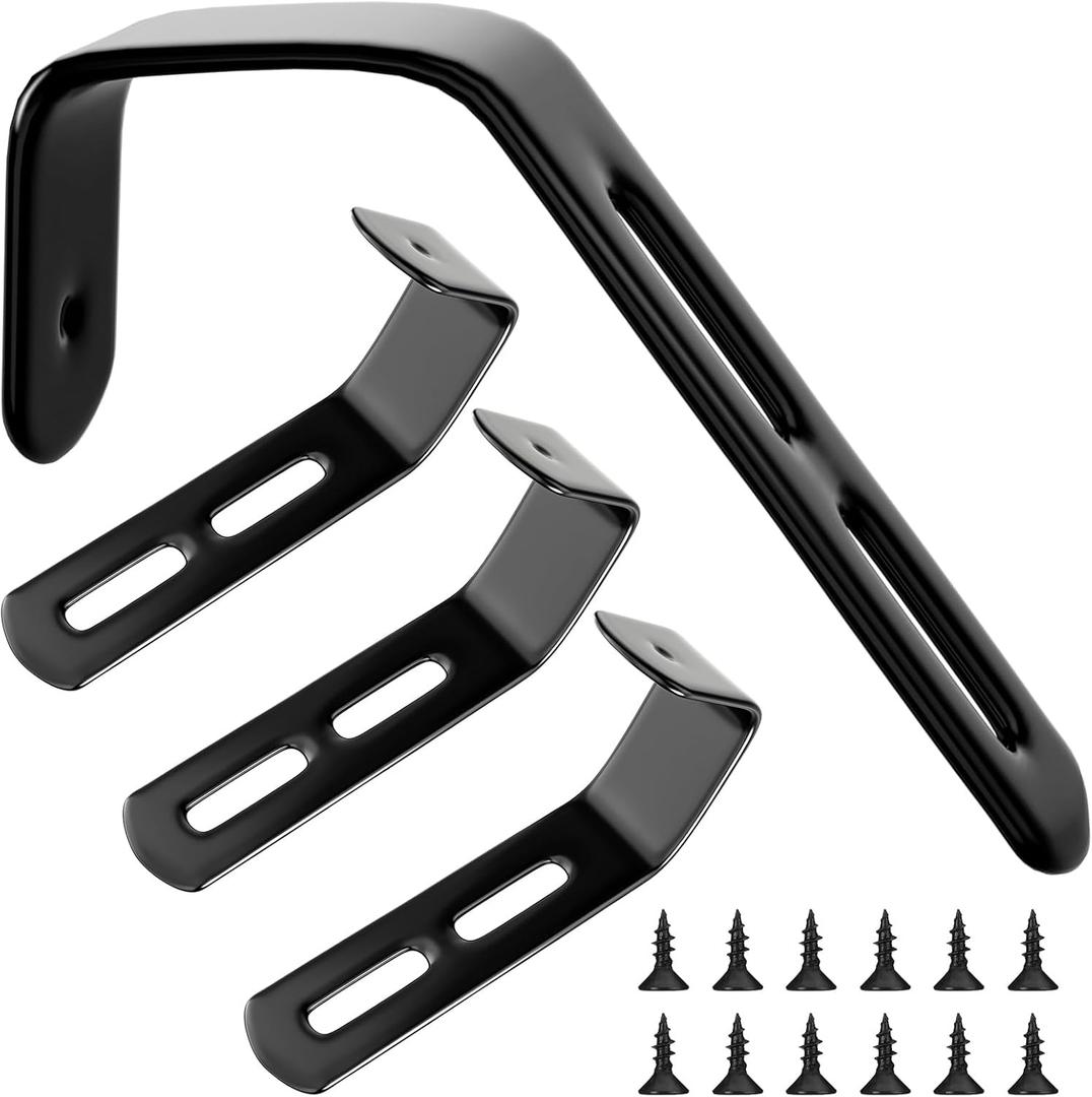 4 Set Angled Bunk Bed Ladder Hooks PVC Adjustable Coated Stainless Steel Iron Bunk Bed Ladder Hooks Brackets Heavy Duty RV Utility Hook Hanger J Hooks Metal with Mounting Screws