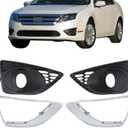 waltyotur Driver and Passenger Fog Light Trim Set Compatible Assembly Replacement for Fusion 2010 2011 2012 Left and Right Side Signal Light Replacement for AE5Z17E810BA