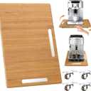 Joy&Grace Appliance Slider for Kitchen Appliances 360° Rolling Sliding Tray for Coffee Maker Countertop, Bamboo Coffee Pot Slider Rolling Tray with Universal Rollers (Natural, Medium 14.5" x 10")