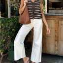 Women's Bow Tie Front Striped Sweater Vest V Neck Sleeveless Knit Vests (M)