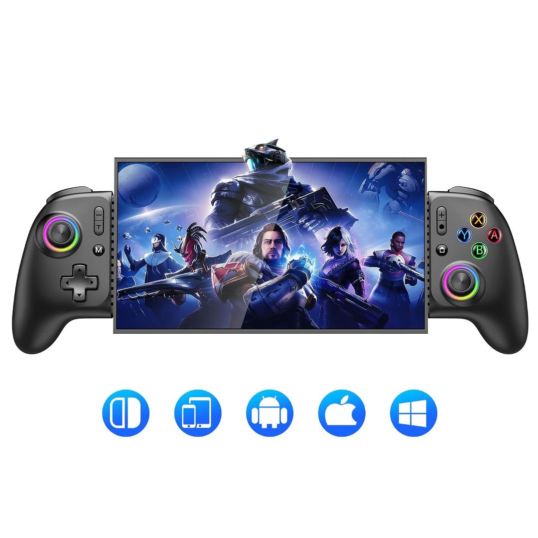 Mocagen Swicth Controllers for Nintendo Switch 2/1/Oled/iPhone/Android Handheld Gaming with Hall Effect Joysticks & Triggers, RGB Light, Programmable, Turbo, Mac Game