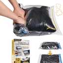 Cozy Essential Compression Bags for Travel - Travel Essentials - 12 Pack Space Saver Plastic Packaging Bags - No Vacuum Needed - Compression Packing Bags for Cruise Accessories