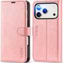 TUCCH Case Wallet for iPhone 17 Pro (6.3") 2025, Stand | RFID Blocking | 4 Card Holder | PU Leather | Magnetic Closure Folio Protective Cover | TPU Shockproof Inner Shell | Rose Gold