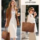 LOVEVOOK Laptop Tote Bag for Women Work, Teacher Tote Bag with Large Cup Holder, Waterproof Leather Computer Bag