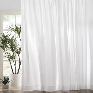White Pinch Pleated Window Sheer Curtains 100 Inches Long 2 Panels, Luxury Velvet Soft Touch Opaque Privacy, Gently Filter Light But Not-See-Through Window Sheer Panels Drapes,42"W x 100"L x2