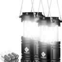 Etekcity Lantern Camping Essentials Lights, Led Flashlight for Power Outages, Survival Gear and Supplies for Emergency, Hurricane Preparedness Items , Battery Operated Lamp, 2 Pack, Black