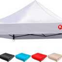 10x10 Canopy Replacement Top Heavy Duty 600D Oxford Fabric with 8 Drainage Holes, Waterproof & 99% UV Resistant Tent Cover for Pop Up Canopy, Professional Replacement Top Only (White)