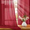 Anpark Red Sheer Curtains 63 Inch Length for Bedroom, Light Filtering Elegant Cotton Textured Linen Semi Sheer Curtains Natural Voile Drapes Rod Pocket for Living Room, W52 x L63 in, 2 Panels