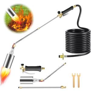 Propane weed torch,1,800,000 BTU weed burner torch with 10FT hose, Extended detachable blow torch with self-igniter, Flamethrower for weeding, Roof asphalt, Snow melting