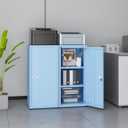 MIOCASA Metal Storage Cabinet with Lock, 3 Adjustable Shelves Single Door Steel Locker for Home, Office & Garage (Blue)