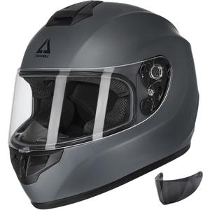 TRIANGLE Motorcycle Helmets Full Face Motorcycle Helmet for Men & Women with Tinted and Clear Visor Meet Dot Approved (Matte Gray, S)