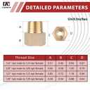 Hex Couplings, 1/2" x 1/2" NPT Male To Female Brass Hex Nipple Adapters, Brass Pipe Extension Fittings for Oil/Air/Water/Gas Systems. (2 Pack)