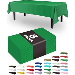 Pureegg Plastic Table Cloth Disposable 8 Pack, 54 x 108 Inch Table Cloths, Graduation Decorations Class of 2025, Graduation Party Tablecloths, Rectangle, Plastic Cover, Leakproof & Sturdy, Green