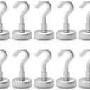 Strong Neodymium Magnetic Hooks, Rare Earth Magnetic Hooks Heavy Duty, Hooks for Hanging, Key Holder, Tool Box, Refrigerator, Pack of 10