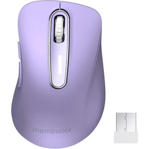 memzuoix 2.4G Wireless Mouse, 1400 DPI Computer Mice with USB Receiver, Portable Wireless USB Mouse Battery Powered Cordless Mice for Laptop, PC, Desktop, 5 Buttons (Lilac)