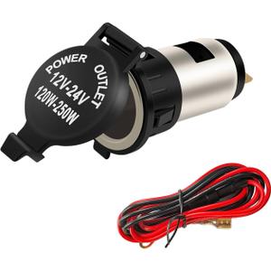 1PCS Car Cigarette Lighter Socket, 12V Waterproof Auto Cigarette Lighter Adapter with Extension Cable, Vehicle Lighter Power Outlet Socket Replacement, Universal Car Accessories