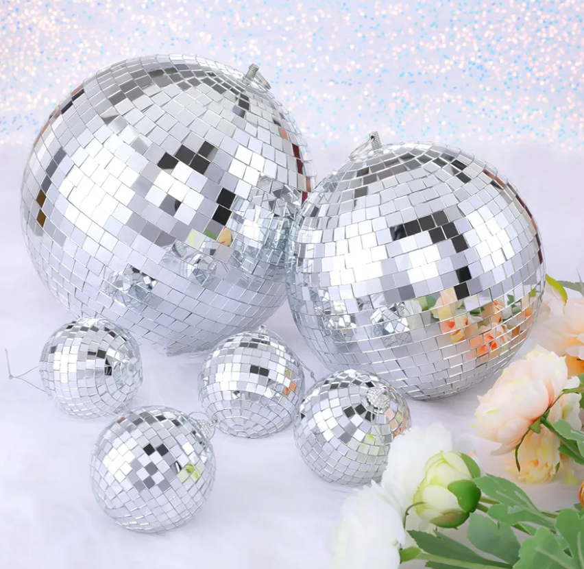 Large Mirror Disco Ball Bright Hanging Disco Ball: 6 Pcs Silver Reflective Mirror Ball - Disco Party 70s Ballroom Dance Music Festivals Decoration (10'', 8'', 3.2'')