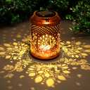 YISITEONE Peacock Outdoor Solar Lanterns, Garden Waterproof Metal Hanging Decor Lights for Patio Yard Pathway Lawn Front Porch, Birthday Gardening Gifts for Women Mom Grandma