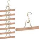 Novabright 8 Pcs Cedar Pant Hangers with Brass Plated Metal Locking Space-Saving Cedar Wood Clothes Hangers for Trousers Skirts Jeans Suits Slip-Resistant Notches Wrinkle-Free Storage (Wood)