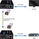 A Pair Gigabit Ethernet SFP Fiber Media Converters with Dual Core LC Transceiver Module, Single-Mode LC, SMF RJ45 to SFP Slot up to 20KM, 10/100/1000Base-Tx to 1000Base-SX (2 Pack)