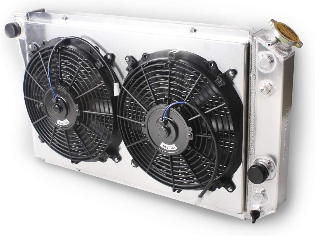 OHOB-COOL 3 Row Full Aluminum Radiator with Fan For 1984-1990 Chevy Corvette 5.7L V8 /1982-2002 S10 Conversion LS