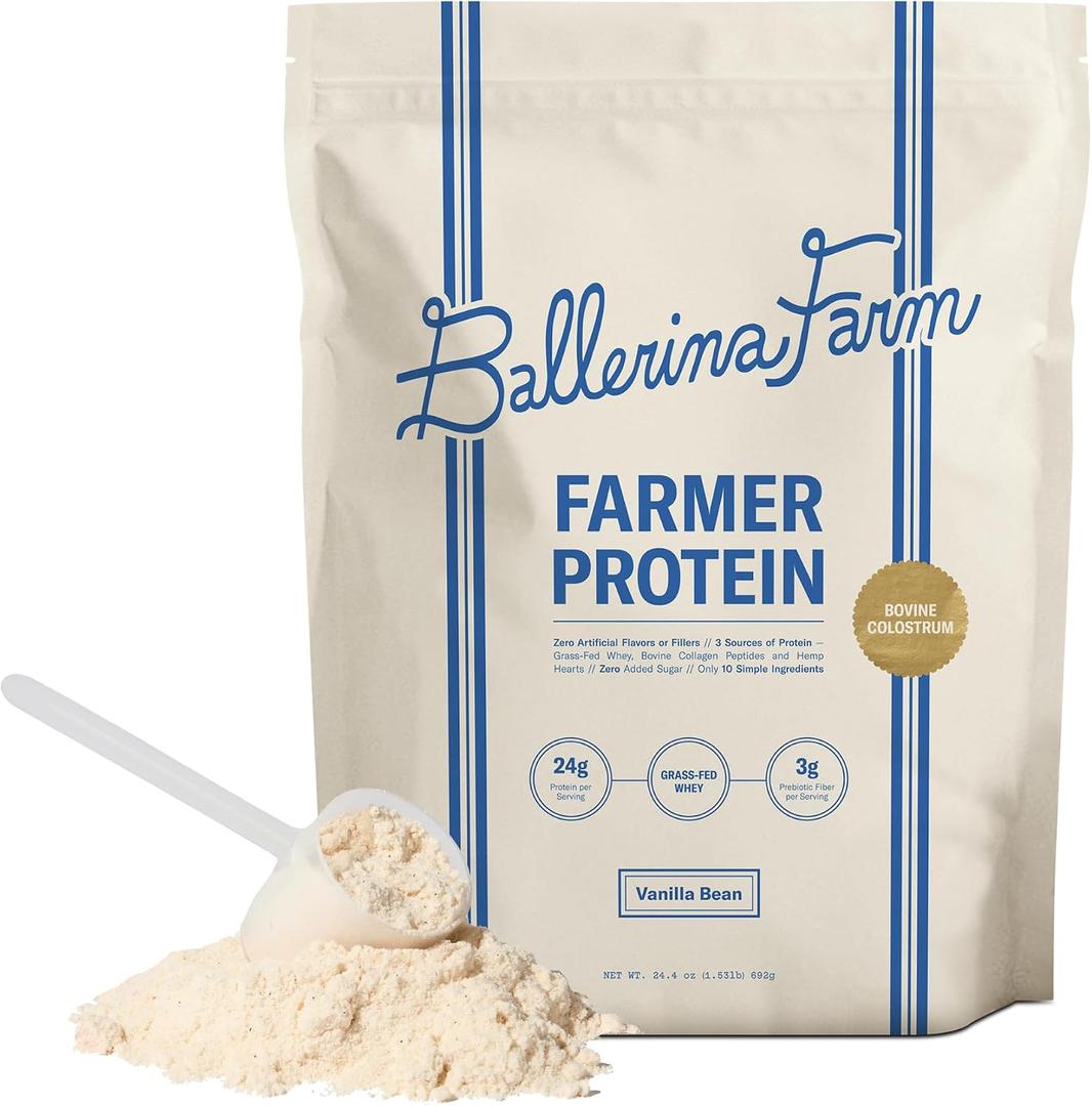 Grass Fed Whey Protein Powder, Vanilla Bean, 24g Protein with Collagen Peptides, Bovine Colostrum, Hemp Hearts & Prebiotic Fiber, No Added Sugar or Artificial Ingredients, 20 Servings, BBD: 12/2027