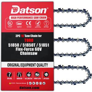 3PC 16 Inch Chainsaw Chain for TORO 51850 Flex-Force 60V Chainsaw, 16" Replacement Chain for Toro 51850 / 51850T / 51851 Chainsaw
