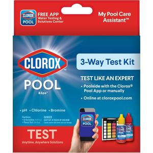 Clorox Pool&Spa Swimming Pool 3-Way Water Test Kit, Accurately Measures Bromine, Chlorine and pH Levels (Pack of 1) (Blue)