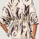 Women's Short Sleeve Blouse, Casual Top for Daily, Work & Vacation Outfits (Beige)