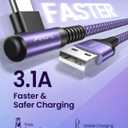 AINOPE USB C Charger Cable, 3.1A Type C Charger Cable Fast Charging, [2 Pack, 2M] Right Angle USB c Fast Charger Cable Compatible with Samsung Charger Type c, Huawei, Google Pixel, Sony Xperia, LG (6.6FT+6.6FT, Purple)