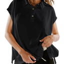LASLULU Women's Polo Shirts Short Sleeve Oversized T Shirts Summer Casual Work Workout Gym Hiking Tops, XS 