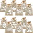 CCINEE 36pcs Christmas Burlap Bags, 46 Inch Drawstring Christmas Burlap Goody Gift Candy Bags with Double Jute Drawstrings Xmas Treat Bags for Candy Wrapper Xmas Party Favors (36pcs-White Patterns)