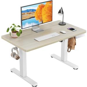 ErGear Low Height Adjustable Desk, Lifts 18.9-28.4 Inches, 35 X 20 Inches Electric Standing Desk for Kids, 4 Height Memory Settings & Storage Hooks, Home Office Computer Table & Study Desk, Natural