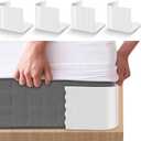 4PCS Bed Sheet Holders Straps Fitted for Thin Mattress,Keep Sheets in Place Corner Fastener Heavy Duty, Bedsheet Strap Grippers Stay Firm Bed Sheet Tightener Fit,Adjustable Hold Non-Slip (White)