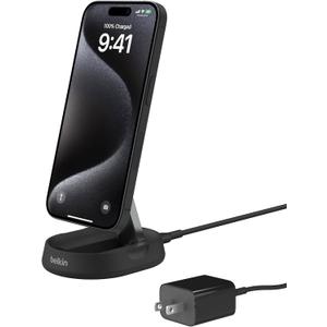 Belkin Convertible Magnetic Charging Stand 15W - MagSafe-Compatible Fast Qi2 Charger, iPhone Charger for Apple iPhone 16, 16 Plus, 16 Pro, 16 Pro Max, iPhone 15 & 14, Apple Airpods Pro, & More - Black