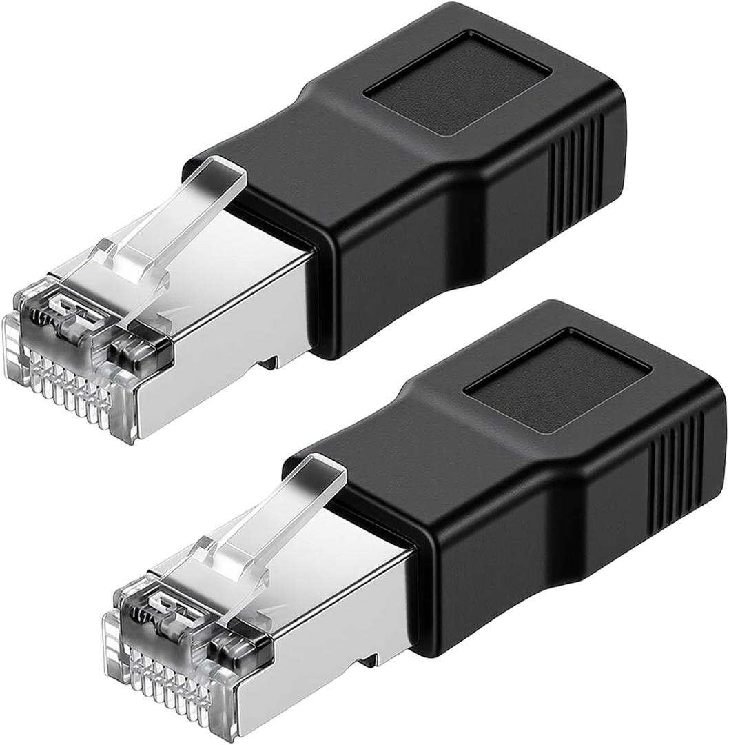 2 PCS Black Ethernet to USB Adapter, USB to RJ45 Ethernet Adapter Female Converter Ethernets Cable Male Conversion Adapters for Camera with Network Function Modem Printer
