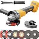 Cordless Angle Grinder, Brushless 4-1/2” Power Grinder Compatible with DeWalt 20V MAX Battery, 3-Speed, 7000 RPM, for Cutting, Grinding, Polishing – Tool Only (Battery Not Included)
