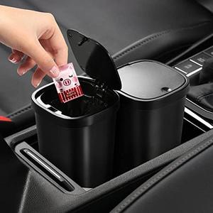 CZWL&HG 1.2L Black Plastic Mini Trash Can,Cup Body Design,Easy to Clean,2 Packs