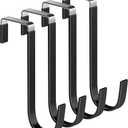Mars-Rock Over The Door Metal Hooks with Plastic Coating 5.5" Fit 0.5" to 1 3/8" Door 4 Pcs Heavy Duty Single Towel Robe Rack Wreath Bathroom Shower Hanger Shoe Organizer Ironing Board Short Black