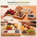 Large Charcuterie Board Set with Knife Set, 12.6" 11.2" Square Fruit Tray, Bamboo Cheese Platter (Double-Drawer), Great for Group Gatherings, House Warming Gifts New Home, Mother theme