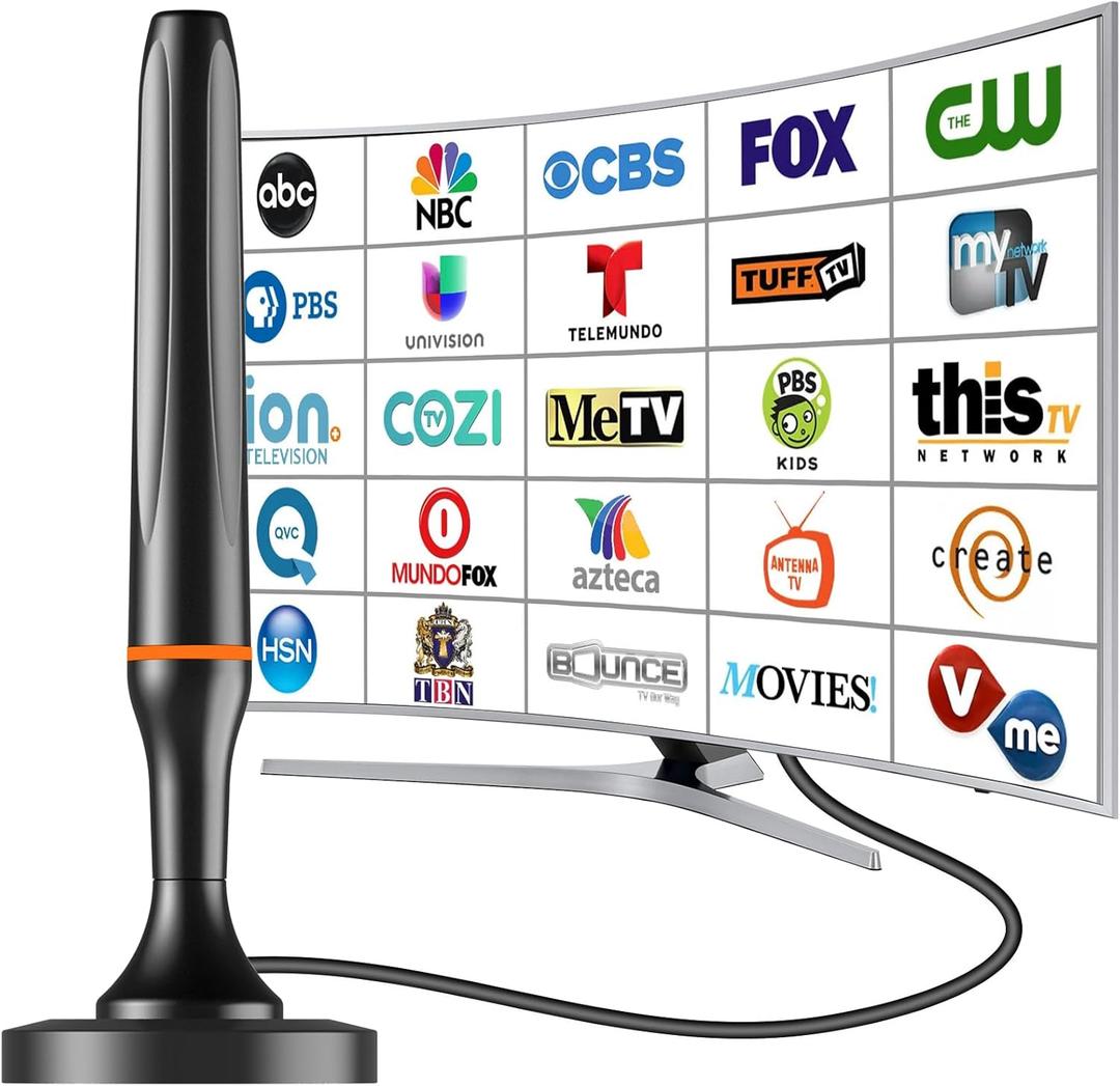 Digital Smart TV Antenna for Indoor HDTV Antenna for Without Cable with Strong Magnetic Base, 360 Reception HD Antenna for TV Indoor 4k -10FT Long Cables