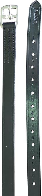Non-Stretch Soft Stirrup Leather with Stainless Steel Hardware 1 Pair Pack of 2 (54 Inch, Black)