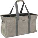 BALEINE Extra Large Utility Tote Bag with Reinforced Wire Frame, Reusable Grocery Bag for Shopping, Picnic (Beige, 22''x12''x10'')