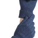 Fishers Finery Women's 100% Pure Cashmere Gloves | Cable Knit Design (Blue)