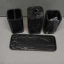 ZCCZ Black Bathroom Accessory Sets, 4 Pieces Bathroom Accessories Complete Set Vanity Countertop Accessory Set Marble Look, Includes Lotion Dispenser Soap Pump, Tumbler, Toothbrush Holder and Tray