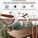 60 Inch Outdoor Ceiling Fan no Light,Solid Wood Ceiling Fan Without Lights with Remote/Wall Control,Large 3 Blades Walnut Propeller for Patio,Porch,Living Room,Bedroom,Farmhouse