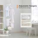 BAOYOUNI Corner Laundry Pole Coat Tree Hanger Telescopic Clothing Drying Rack Floor to Ceiling Tension Shelf Rod Metal Storage Organizer Stand with 4 Arms & 1 Hook - Ivory