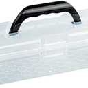 Plastic Storage Container with Lid, Clear Craft Tool Art Supply Sewing Organizer Box with Handle, Small Storage Bin for Paint Brush, Pencils, Crayon, Toys, Ribbons (M 11.8 x 3.54 x 3.46 in)