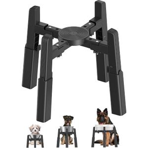 CZPET Dog Bowl Stand with Adjustable Height and Width [Stand Only], Elevated Pet Water & Food Feeder for Medium & Large Dogs, Stable and Anti-Slip Raied Bowl